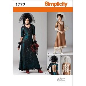 Steampunk Dress Veil Goth Cosplay Sexy Sewing Pattern Simplicity 1772 Size: 4-12